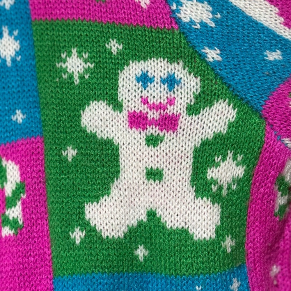 Party Sweater Dec. 25th Ugly Christmas Sweater Teal / Pink Size Unisex Medium - Picture 11 of 11